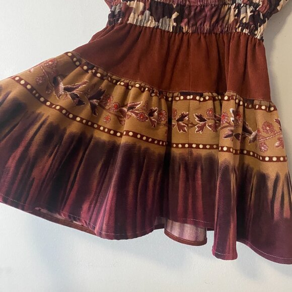 Handmade Children's 100% Cotton Corduroy Brown Tan Multicolour Dress - Picture 11 of 15